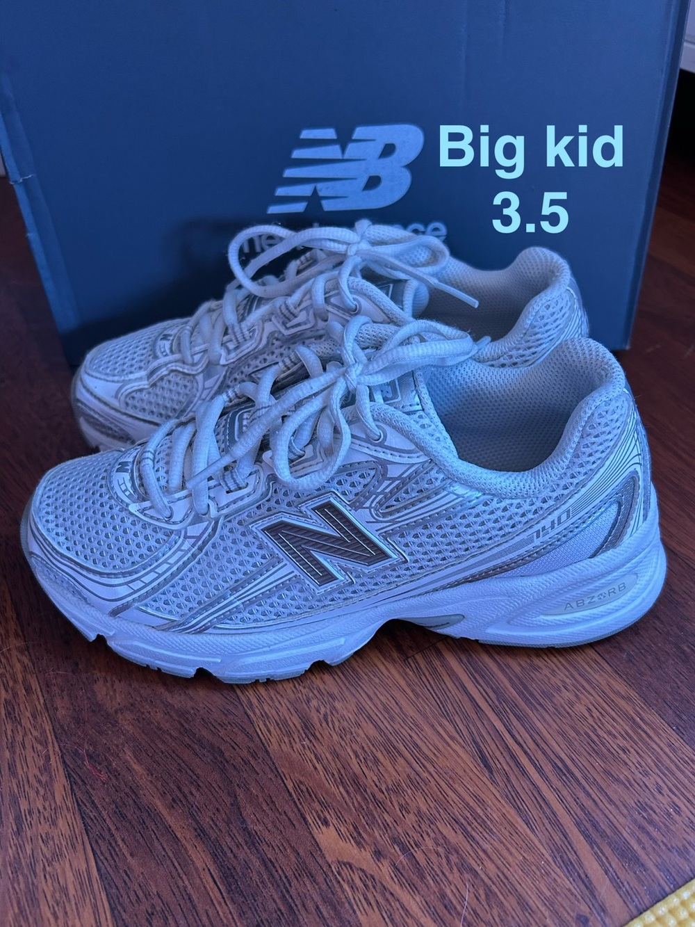 New Balance Kids' White/Light Gray Running Shoes - Big Kid 3.5